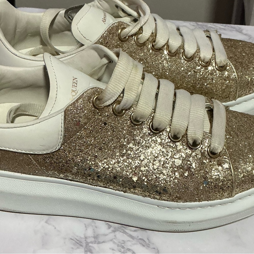 Alexander McQueen Glitter Gold Sneakers